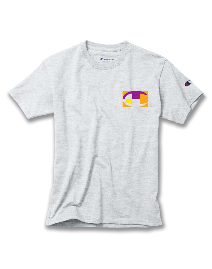 Champion Cotton Retro Colorblock Logos T-Shirt Jongens - Grijs - Belgie 3459NAOBH